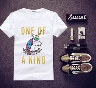 เสื้อยืดสกรีนลาย Unicorn ใส่สบายๆ ไม่ยืด ไม่ย้วย