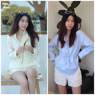 Drawstring shirt เสื้อเชิ้ตตัวยาว รูดเอว