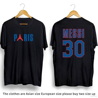 เสื้อยืดสุดเท่เสื้อยืดคอกลม พิมพ์ลาย Paris Saint-Germain PSG Football Messi สีดํา สีขาว สําหรับผู้ชาย และผู้หญิงSto5XL