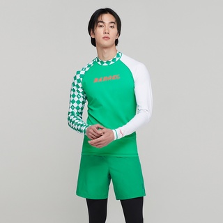 [ผช] เสื้อว่ายน้ำ ชาย แบบซิป แขนยาว Move Zip-Up Rashguard Top ( CheckerBoard-Green ) Barrel GG.SWIMWEAR