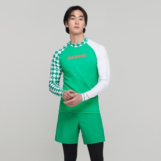 [ผช] เสื้อว่ายน้ำ ชาย แบบซิป แขนยาว Move Zip-Up Rashguard Top ( CheckerBoard-Green ) Barrel GG.SWIMWEAR