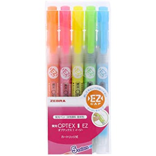 ปากกาเน้นข้อความ ZEBRA OPTEX-EZ แบบเซต 5 สี WKS11-5C