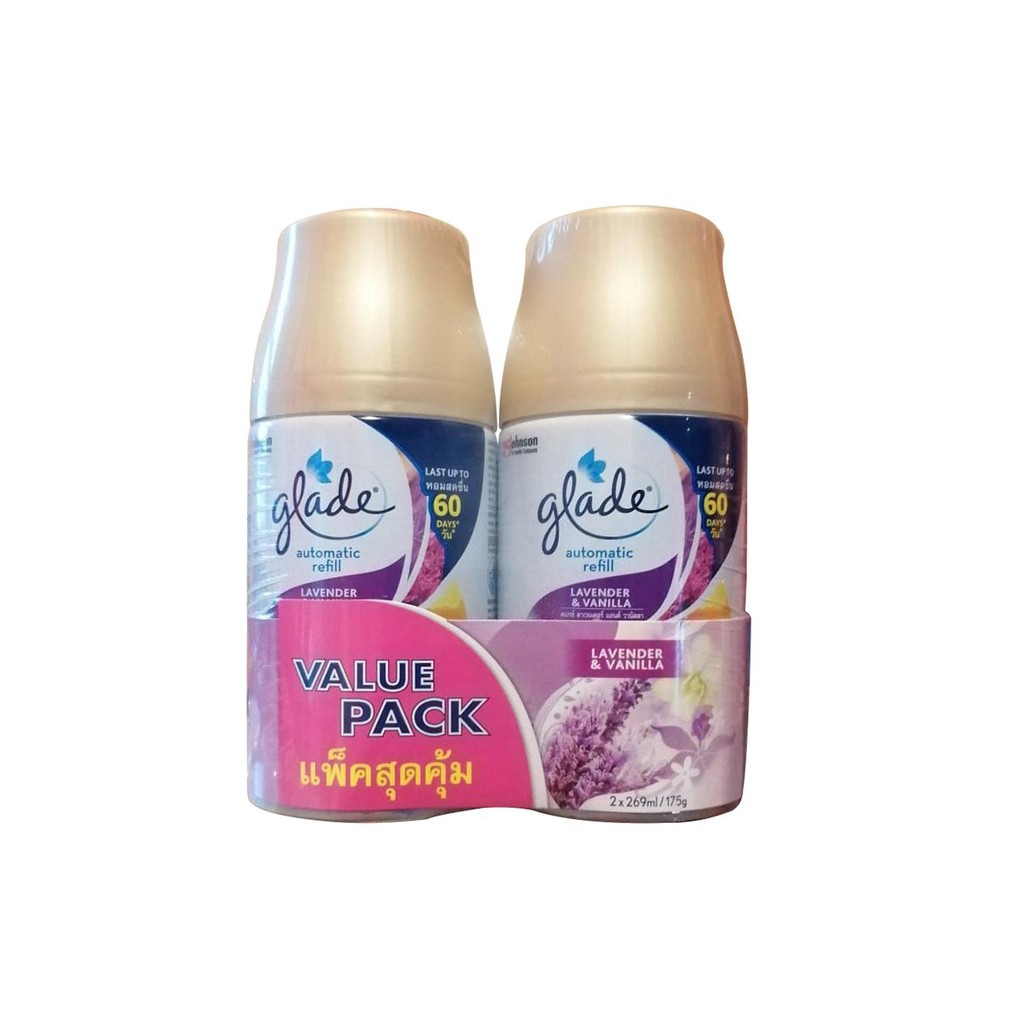 [แพ็คคู่] Glade Automatic Spray refill กลิ่น lavender & vanilla (ชนิดเติม 269มล.)
