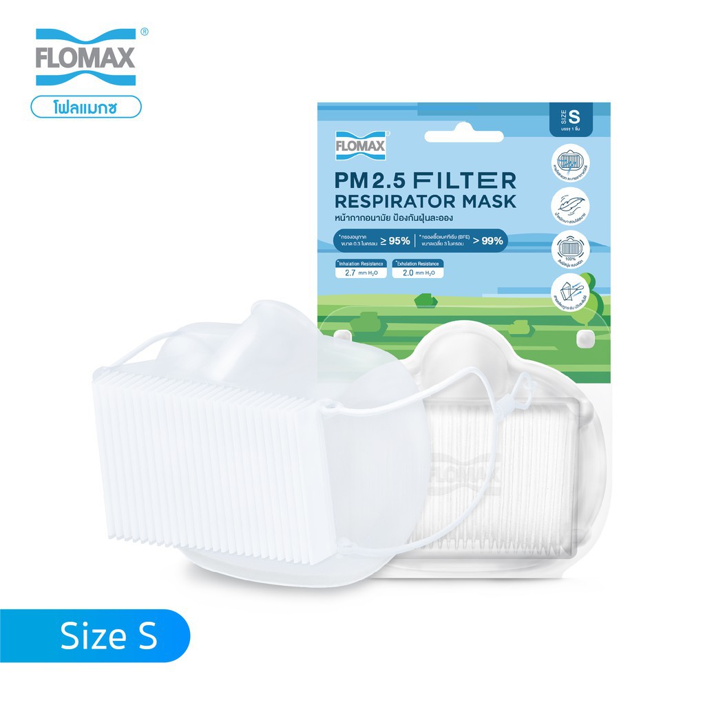FLOMAX (โฟลแมกซ์)  หน้ากากอนามัย  KN95 หน้ากากป้องกันฝุ่นละออง PM2.5, เทียบเท่า N95