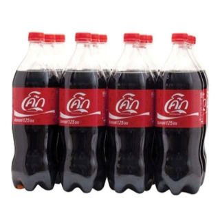 โค้ก เครื่องดื่มน้ำอัดลม ขนาด 1.25 ลิตร แพ็คละ 12 ขวด Coke Coca Cola