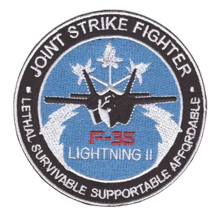 อาร์ม ตัวรีดติดเสื้อลาย F-35 LIGHTNING II JOINT STRIKE FIGHTER  Iron On Badge Patch อาร์มแต่งชุดทหารอากาศอเมริกัน