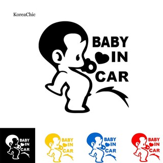 Krcc_สติกเกอร์สะท้อนแสง ลายการ์ตูน Baby In Car สําหรับติดตกแต่งรถยนต์ รถบรรทุก หน้าต่าง