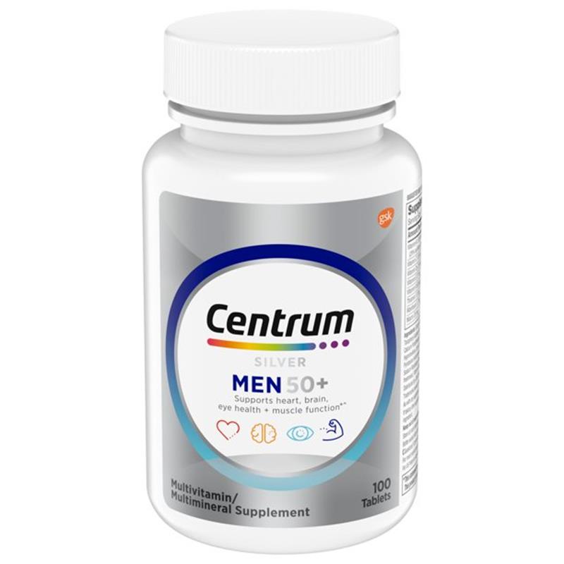 Centrum Silver 50 + Men Multivitamin 100 Tablets วิตามินรวม อาหารเสริมมัลติมิเนอรัล สหรัฐอเมริกา
