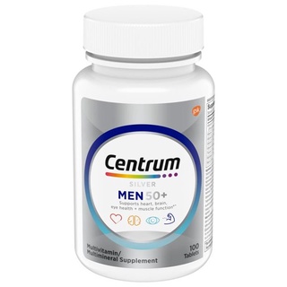 Centrum Silver 50 + Men Multivitamin 100 Tablets Multimineral USA วิตามินรวม อาหารเสริมมัลติมิเนอรัล สหรัฐอเมริกา Zinc