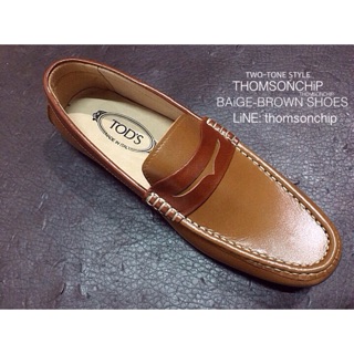 รองเท้าหนัง ทูโทน หนังสีเบจ-น้ำตาลแทน Leather Baige-Brown Shoes
