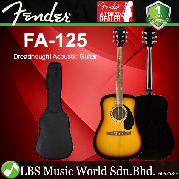 Fender FA-125 กีต้าร์โปร่ง Spruce Top พร้อมกระเป๋า Fender - Sunburst (FA125 FA 125)