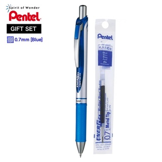 Pentel ปากกา เพนเทล Energel 0.7mm + ไส้ปากกา LR7 - หมึกสีน้ำเงิน