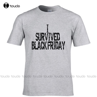 [S-5XL] เสื้อยืด พิมพ์ลายคําคมสโลแกน ศุกร์ I Survived สีดํา พรีเมี่ยม สไตล์คลาสสิก แฟชั่นใหม่ สําหรับผู้ชาย