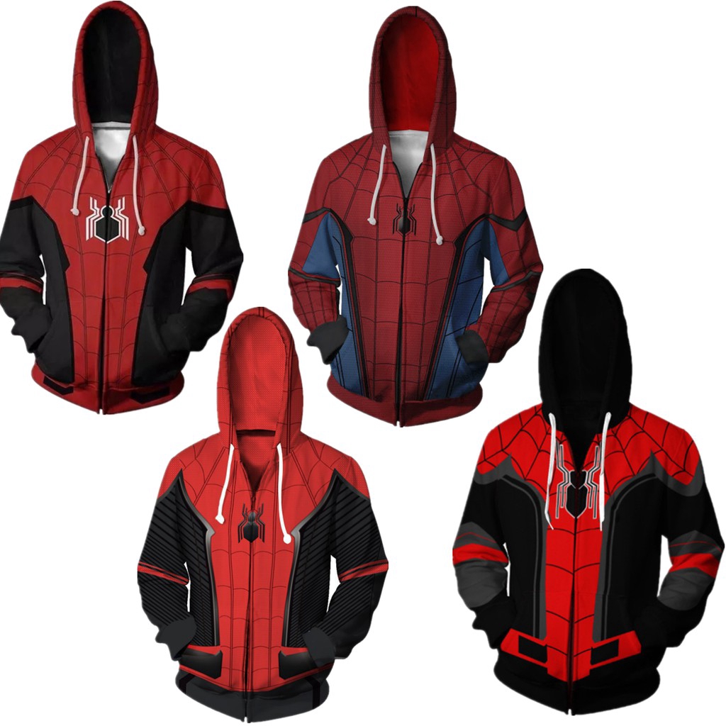 Spider Man Zipper Hoodie Superhero Jacket เสื้อกันหนาว unisex