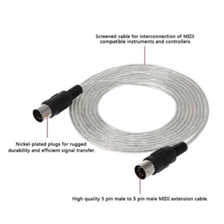 MIDI Cable ยาว1.8-3 เมตร สายเคเบื้ลMIDI 5 ขา สำหรับเครื่องดนตรี