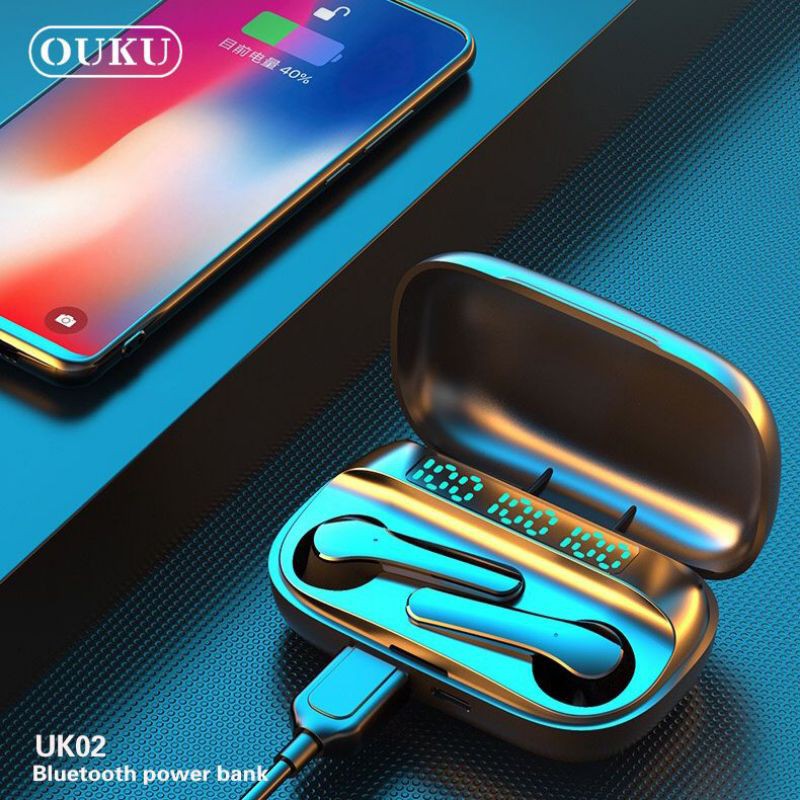 หูฟังบลูทูธ+เป็น power bankได้ ouku uk02 จอ LED