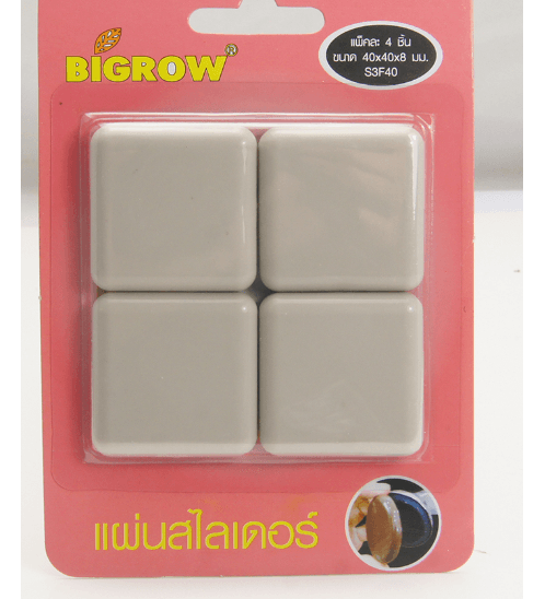 BIG ROW เฟอร์นิเจอร์สไลเดอร์ทรงสี่เหลี่ยม ขนาด40*40*8มม. รุ่นS3F40 สีครีม  S3F40