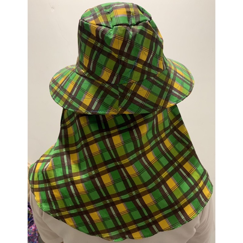 หมวกคลุมหน้ากันแดดปีกกว้างลายดอกไม้ ลายสก๊อต  หมวกปิดหน้าแบบซิป - รูปที่ 3