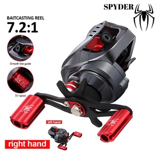 🎣Spider รอกตกปลารอกเบทคาสติ้งน้ำหนักเบาพิเศษ 8KG Max Drag Magnetic+Centrifugal Dual Brake System อัตราทดเกียร์ 7.2:1