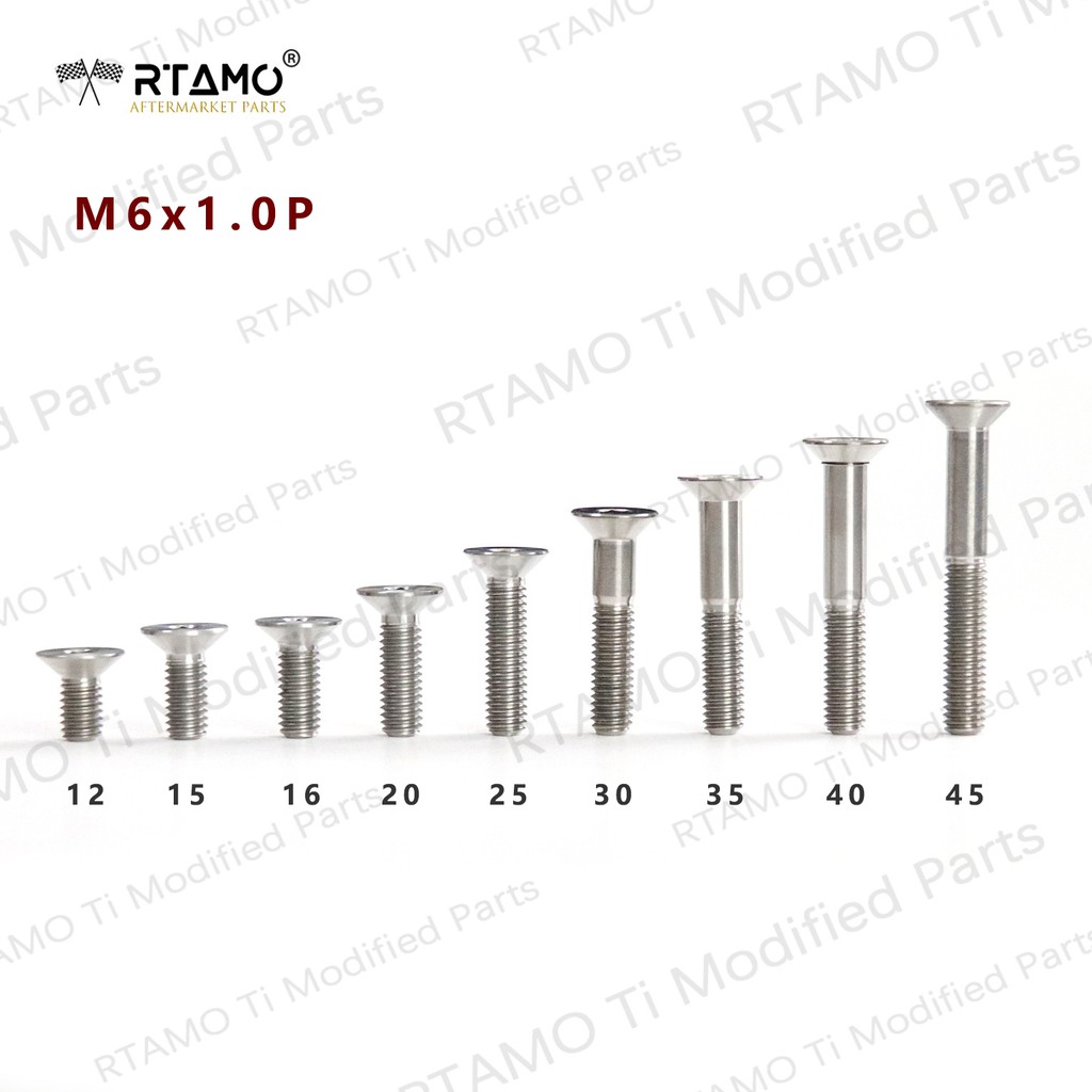 RTAMO Titanium Gr5 M6(#10)x10-50L 12D Countersunk Head เคาเตอร์ซันคลาสสิค - รูปที่ 3