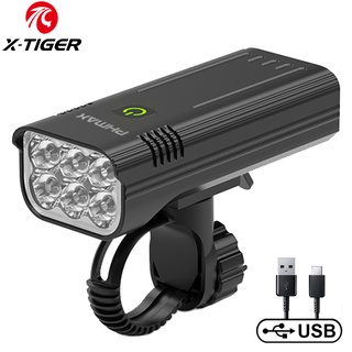 X-Tiger ไฟหน้าจักรยานเสือภูเขาอลูมิเนียมกันน้ํา 1500 Lumens ชาร์จ Usb