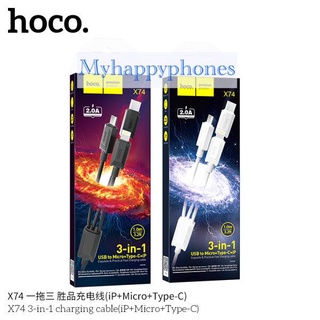 สายชาร์จ 3in1 2.0a hoco X74 ip+micro+type c