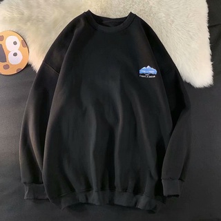 [M-8XL] เสื้อสเวตเตอร์คอกลม เสื้อกันหนาวโอเวอร์ไซส์ ฤดูใบไม้ผลิและฤดูใบไม้ร่วง 2021 ใหม่ หลวม สไตล์เกาหลี ออกแบบเฉพาะ ท็อปแบบสบายๆ ของอเมริกา ท็อปมีขนแปรงด้านใน