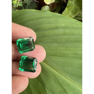 Synthetic Emerald Octagon  12x14 15cts 2pcs. มรกตสี เขียวนาโนสังเคราะห์   ขนาด  12X14 มม 2 เม็ด เกรด สวยไฟดี