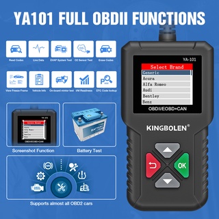 เครื่องสแกนเนอร์ OBD2 KINGBOLEN YA-101 สําหรับตรวจสอบเครื่องยนต์ ทดสอบแบตเตอรี่รถยนต์ OBDII PK ELM327 KW310 BM580