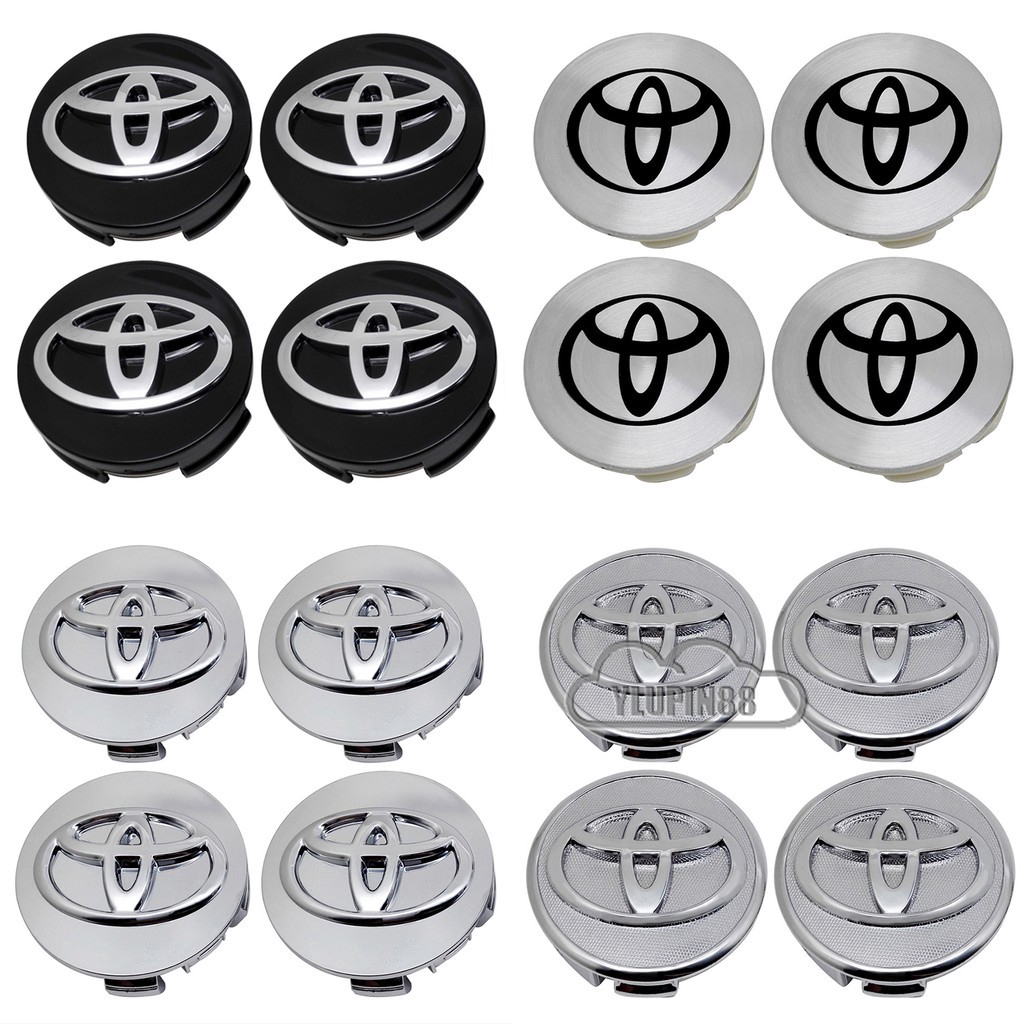 4pcs รถศูนย์ล้อ Hub Caps ฝาครอบ Auto Badge ล้อขอบหมวก Trim Care อุปกรณ์เสริมสําหรับ Toyota Crown Passo Corsa Pajero Yaris Altis Alpha Aqua Camry Corolla Prius Previa Prius