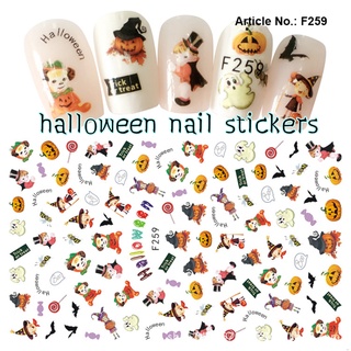 👻สติ๊กเกอร์แต่งเล็บ ฮาโลวีน ลายฮาโลวีน ผีเลือดสยอง บาดแผล Halloween Nails Art สติ๊กเกอร์ติดเล็บ Dark Skull ชุดทำเล็บ DIY Art