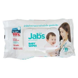 ผ้าเช็ดทำความสะอาด JABS PURE WATER 80ชิ้น ไม่ทำให้ระคายเคืองผิว