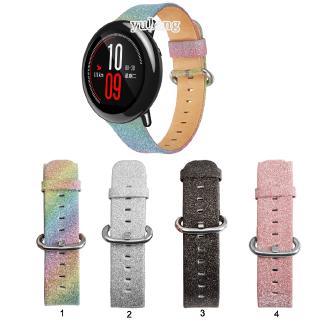 22mm สายหนังเงา Bling สำหรับ Huami Amazfit PACE