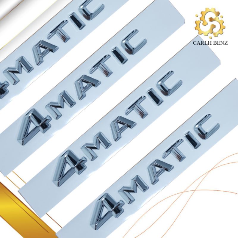 4MATIC MERCEDES BENZ CHROME GRADE A EMBLEM / ORIGINAL 4 MATIC PERCY WRITING EMBLEM