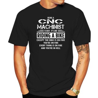 เสื้อยืดครอปเสื้อยืด ผ้าฝ้าย 100% พิมพ์ลาย Being A Cnc Machinist Riding A Bike สําหรับผู้ชายS-5XL