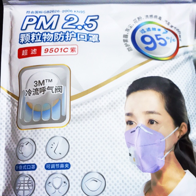 3Mหน้ากาก PM2.5 รุ่น9501C มีของพร้อมส่ง ของแท้มี วาล์ว ระบายอากาศ