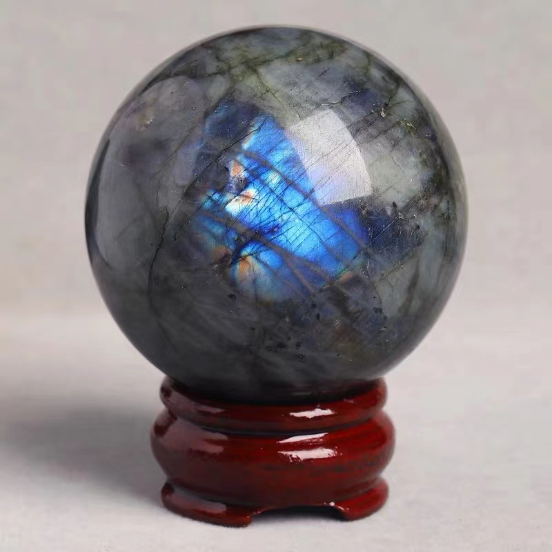 คริสตัลธรรมชาติ Labradorite Ball ควอตซ ์ นวดขัด Reiki Healing ประณีตตกแต ่ งห ้ อง Labradorite แร ่ ของที ่ ระลึก Sphere Ball ตกแต ่ งบ ้ าน