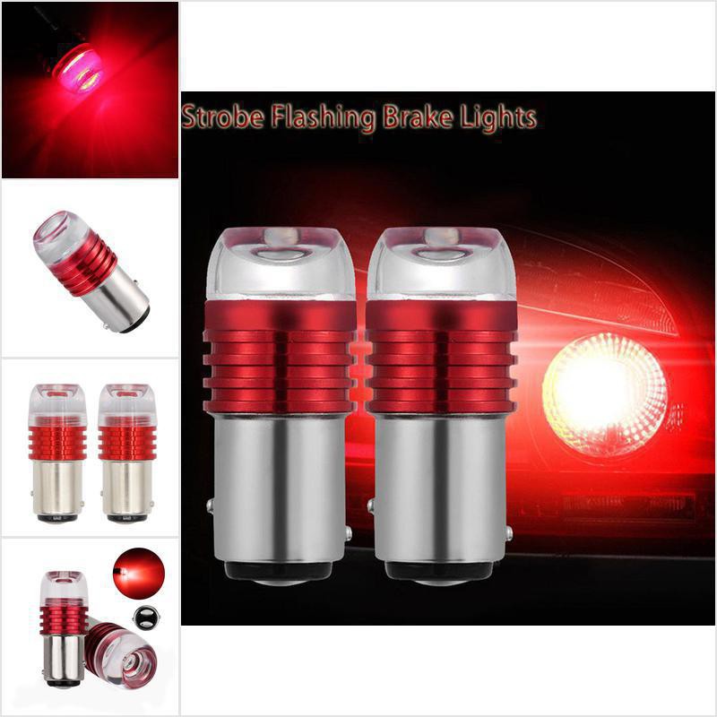 [LHGC] 2X Red 1157 BAY15D P21/5W Strobe Flash Light Brake Blink Led