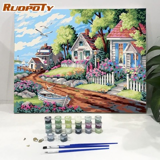 Ruopoty ภาพวาดสีน้ํามันบนผ้าใบ ตามตัวเลข แฮนด์เมด สําหรับตกแต่งบ้าน 40x50 ซม.