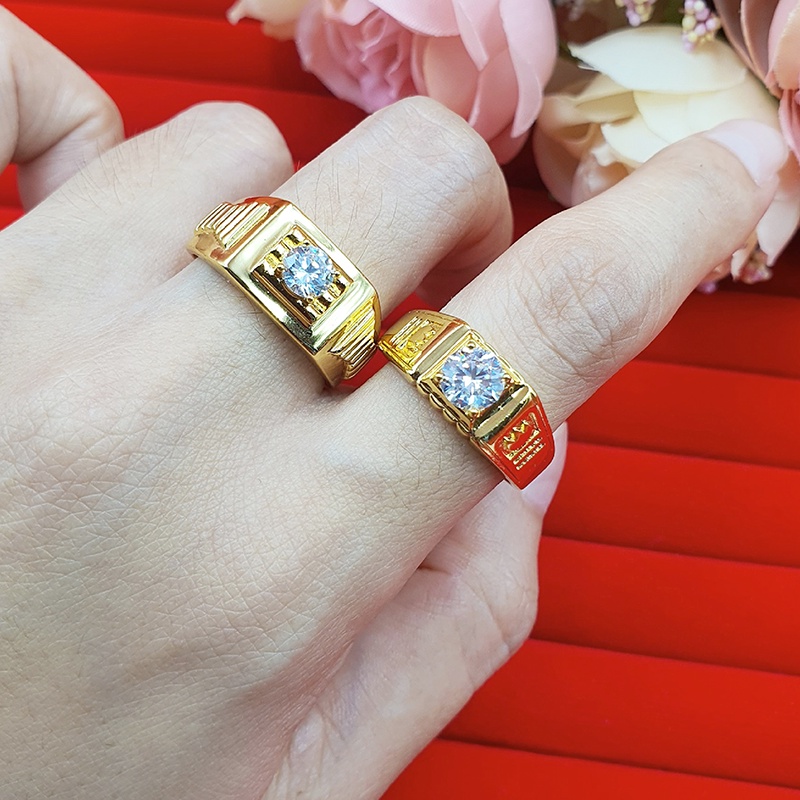 แหวนพลอย เสริมดวง เสริมโชค เสริมบารมี แหวนเพชร แหวนฝังเพชร เครื่องประดับ ใส่อาบน้ำได้ ใส่ออกงานได้ แหวนทองเหลืองแท้ - รูปที่ 5