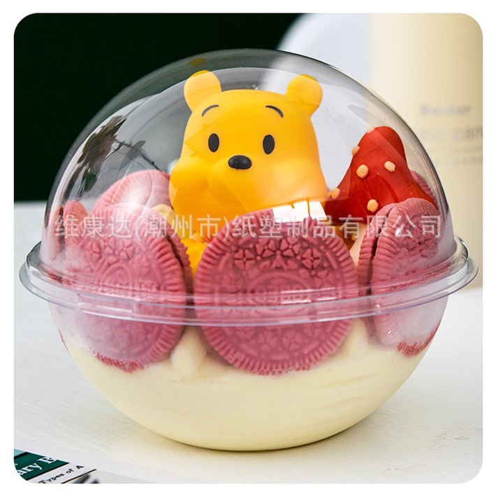 กล่องใส่เค้กทรงกลม (สำหรับเป็นถ้วยมูสเค้ก พุดดิ้ง ทีรามิสุ) **แพ็ค 10 ใบ**
