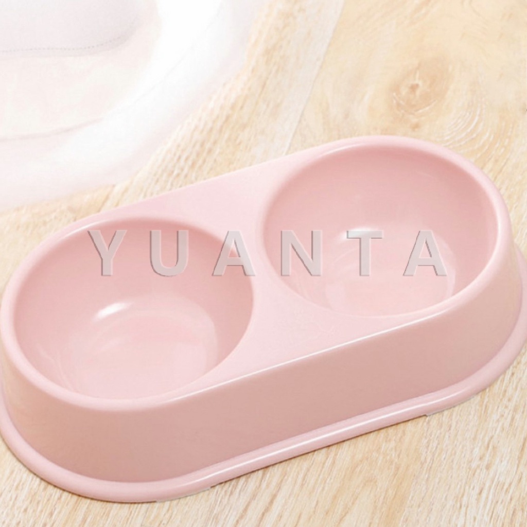 YUANTA ชามข้าวแมว ชามข้าวหมา  แบบ 2 หลุม 2 Size ชามใส่น้ำ และอาหาร ของใช้แมว Pet bowl