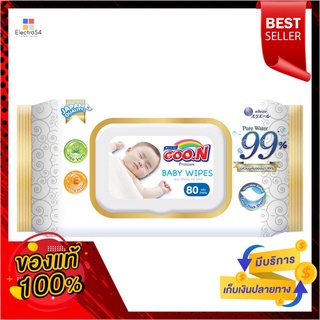 กูนน์ พรีเมี่ยม เบบี้ ไวพส์ 80 แผ่นGOON PREMIUM BABY WIPES 80 SHEETS