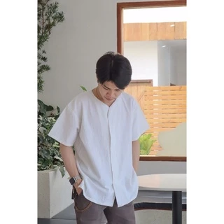 🤍Basic Shirt เสื้อเชิ้ตคอกลมผ้าฝ้ายมินิมอล เสื้อผู้ชาย เสื้อใส่ทำงานไปคาเฟ่ Manee.cotton