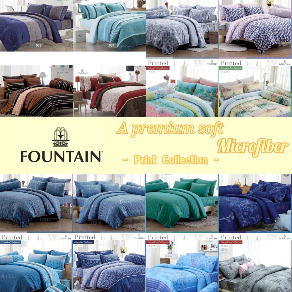 *20+ลาย* ผ้าปูที่นอน + ผ้านวม พิมพ์ลาย ผ้านุ่ม ไร้รอยต่อ by Fountain ลาย กราฟฟิก วินเทจ ดอกไม้ มินิมอล