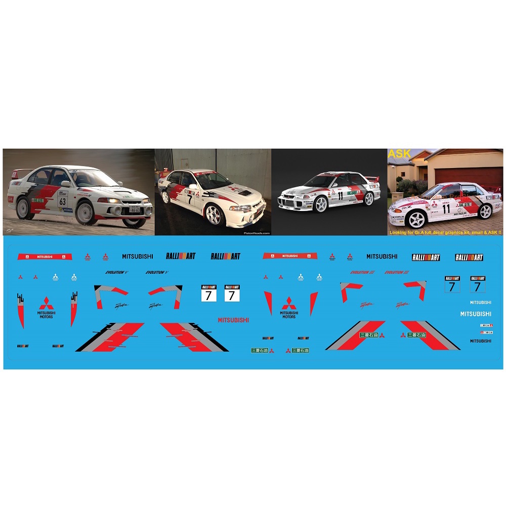 ดีคอลน้ำ Mitsubishi evolution Evo4 wrc ralliart หมึกรองขาว ติดชิ้นงาน ติดรถHot Wheels /Majorette 1:6