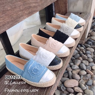 รองเท้าส้นแบน Chanel Espadrilles งานผ้ายีนส์