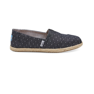 TOMS รองเท้าลำลองผู้หญิง แบบสลิปออน (Slip on) รุ่น Rope Sole Alpargata Black Dot Chambray