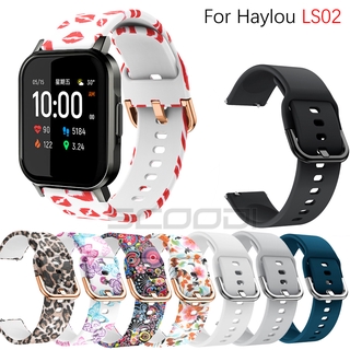 สายนาฬิกาข้อมือซิลิโคน 20 มม. พิมพ์ลายดอกไม้ สําหรับ Xiaomi Haylou smart watch 2 LS02 RS4 RS4 Plus