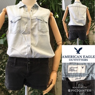 2sis1bro แบรนด์แท้ American Eagle Outfitters Stretch กางเกงขาสั้น มือสอง พร้อมส่ง sz 4
